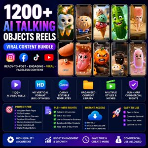 1200+ AI Talking Objects Vault | Viral Reels Bundle with PLR & MRR Rights