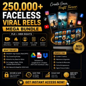 250K+ Viral Reels Vault | Faceless Content Bundle with PLR & MRR Rights